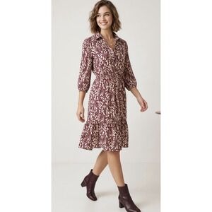 NWT Velvet Heart Nichola Bordeaux Dew Shirt Dress XS Bordeaux Cream Party